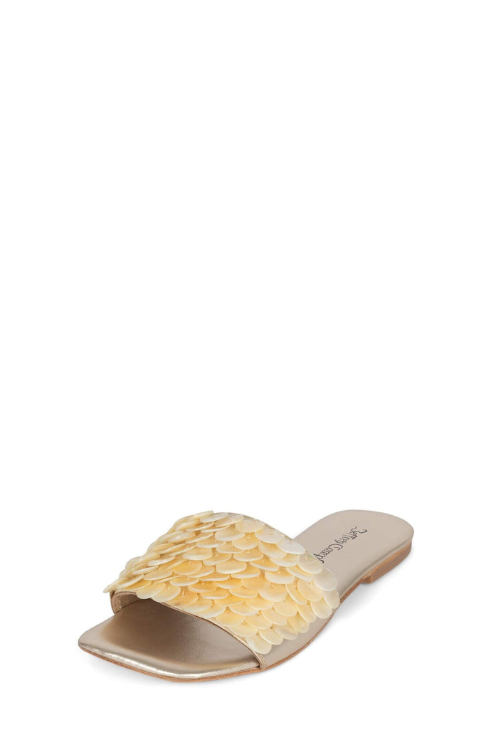 FISHY Jeffrey Campbell Flat Sandal Slide Cream Gold Combo