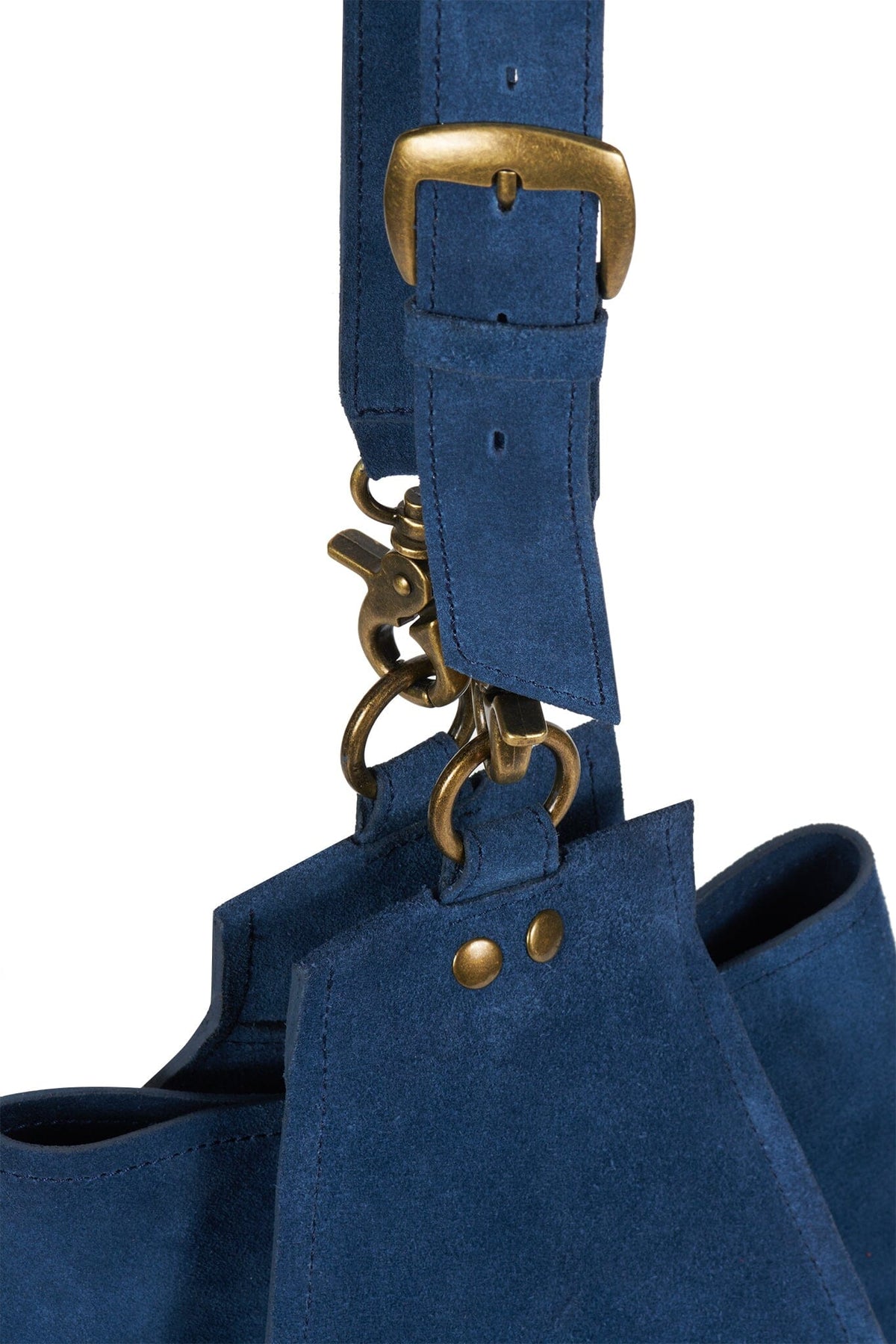 NOMAD Jeffrey Campbell Bucket Bag Dusty Dark Blue Suede 