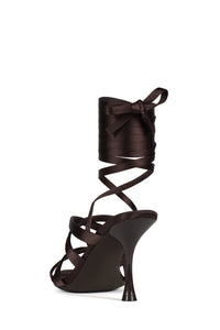 OBSESSED Jeffrey Campbell Strappy Sandals Chocolate Satin