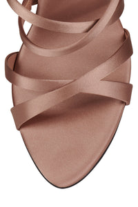 OBSESSED Jeffrey Campbell Strappy Sandals Champagne Satin