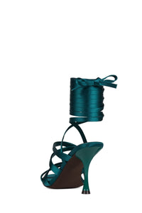 OBSESSED Jeffrey Campbell Strappy Sandals Turquoise Satin