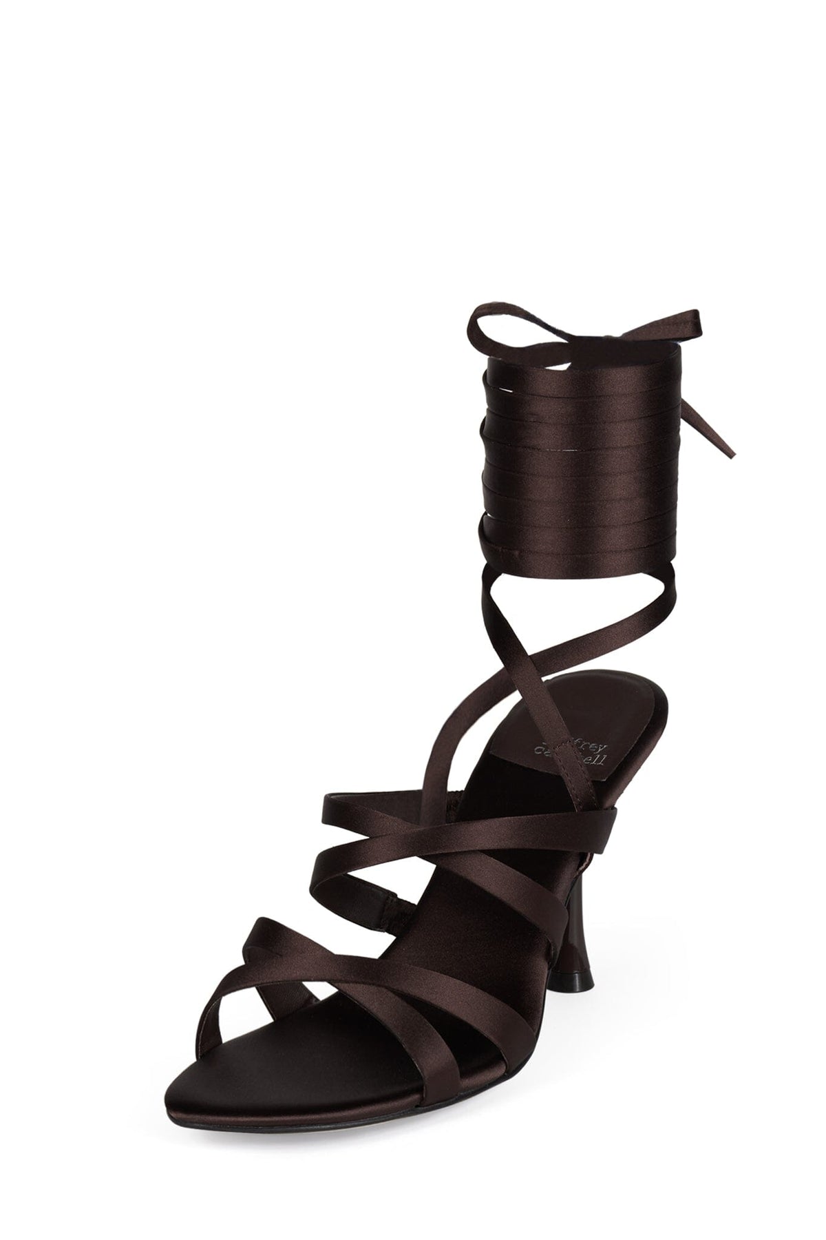 OBSESSED Jeffrey Campbell Strappy Sandals Chocolate Satin